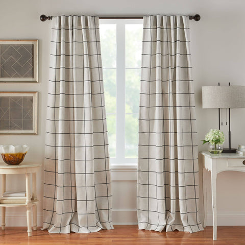 Brighton Windowpane Plaid Blackout Window Curtain Panel 52"x95" / Black