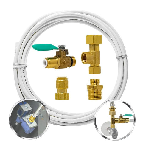 Metpure Ice Maker Fridge Installation Kit ÿ 25' Feet Tubing for Appliance Water Line with Stop Tee Connection and Valve for Quick Installation, 1/4"