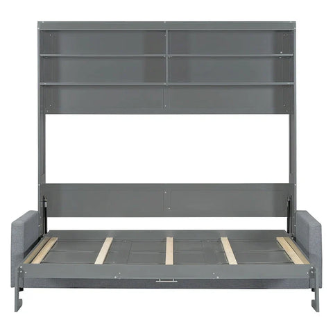Queen Murphy Bed with Sofa - 2 - in - 1 Design, Storage Solutions & Dual - Piston Mechanism