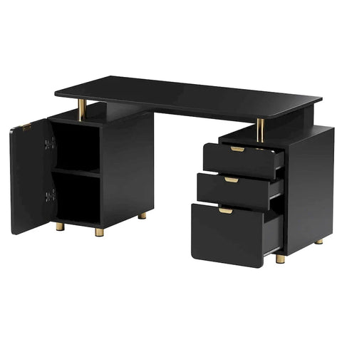 Contemporary Executive Floating Desk with 3 Drawers and Stylish Work Surface