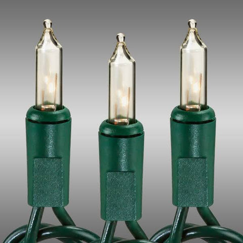 34 ft. - Green Wire - Christmas Mini Light String - (100) Clear Bulbs - 4 in. Bulb Spacing