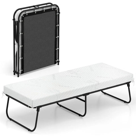Cot Size Rollaway Guest Bed with Memory Foam Mattress, 75