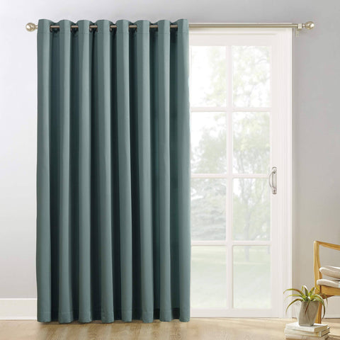Sun Zero Easton Blackout Patio Door Curtain Panel, 100" x 84", Mineral Green