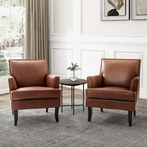 Nileus Set of 2 Modern Classic Polyester Accent Chairs with Solid Wood Legs by HULALA HOME