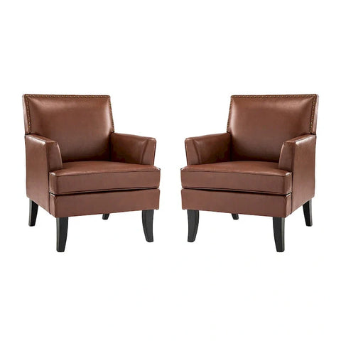 Nileus Set of 2 Modern Classic Polyester Accent Chairs with Solid Wood Legs by HULALA HOME