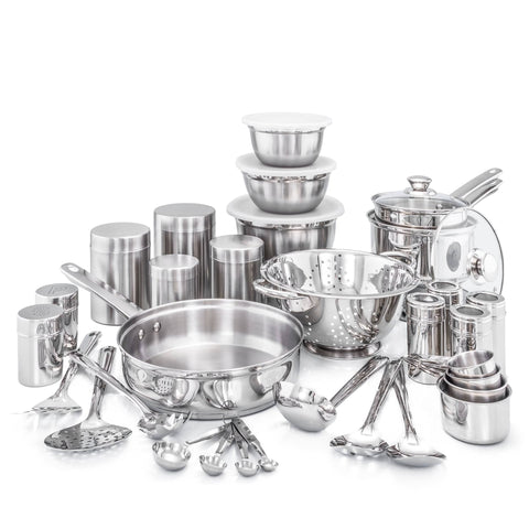 Old Dutch International 36-Piece Kitchen in a Box Cookware Set, Silver