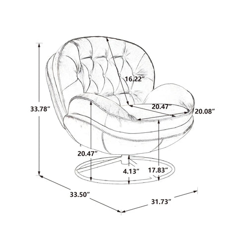 Velvet Swivel Accent Chair with Ottoman, Modern Chaise Lounge Chair with Metal Frame and Footstool, Comfy Armchair Reading Chair