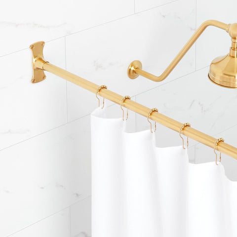 Signature Hardware 466738 60" Straight Brass Shower Rod Brushed Gold