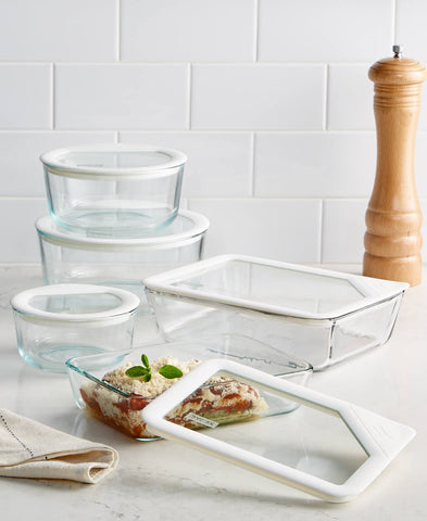 Pyrex 10-Piece Ultimate Food Storage Set, White/Clear